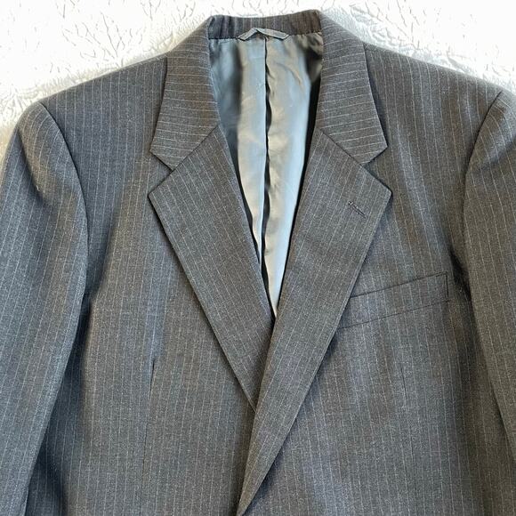 🔥VTG Jones New York PinstripedWool Mens 2 Pc Suit Blazer R43 Pants 37 Preppy - Picture 5 of 15